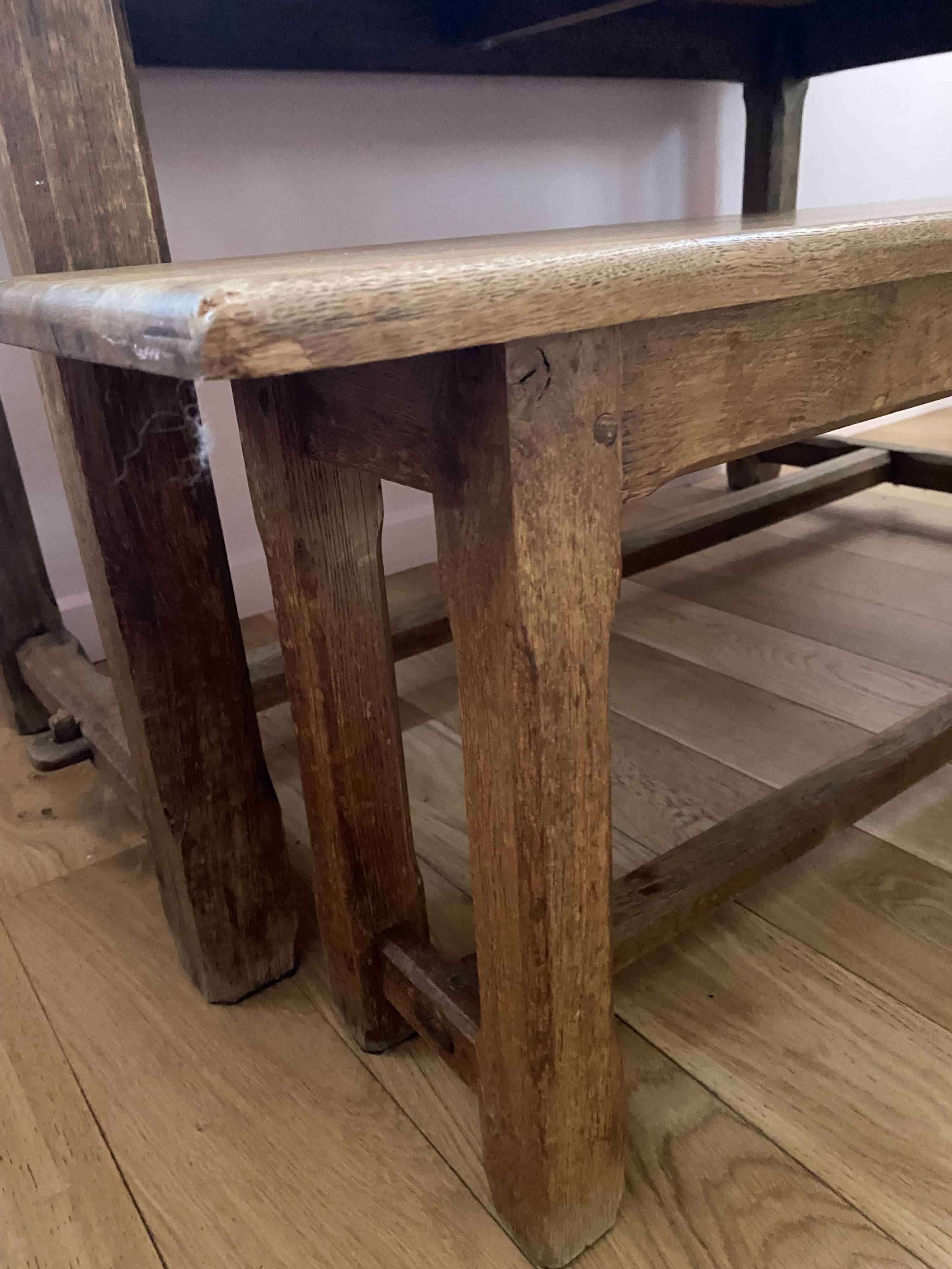 Solid elm wood farmhouse table and bench set