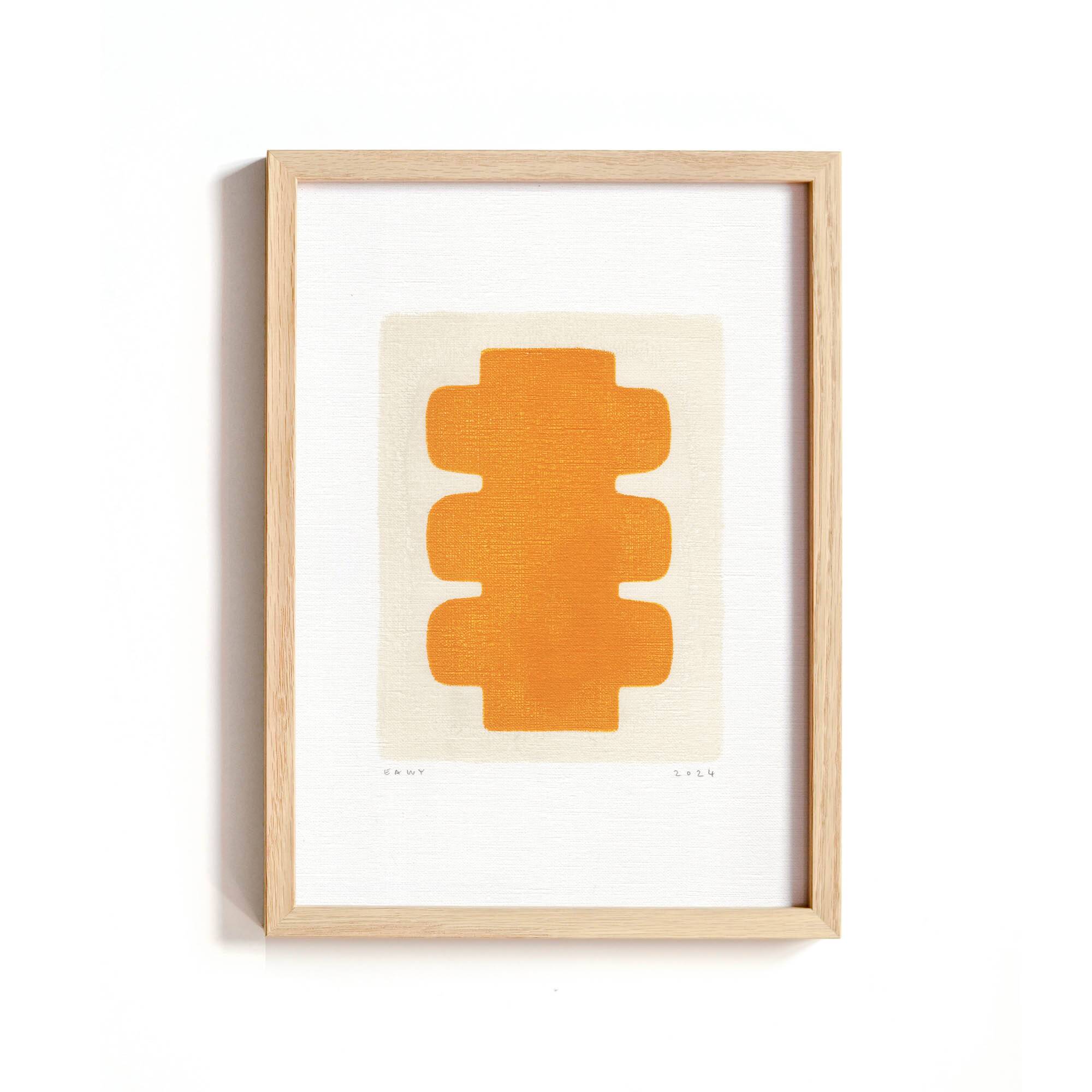 Painting on paper "NUX" saffron yellow signed Eawy