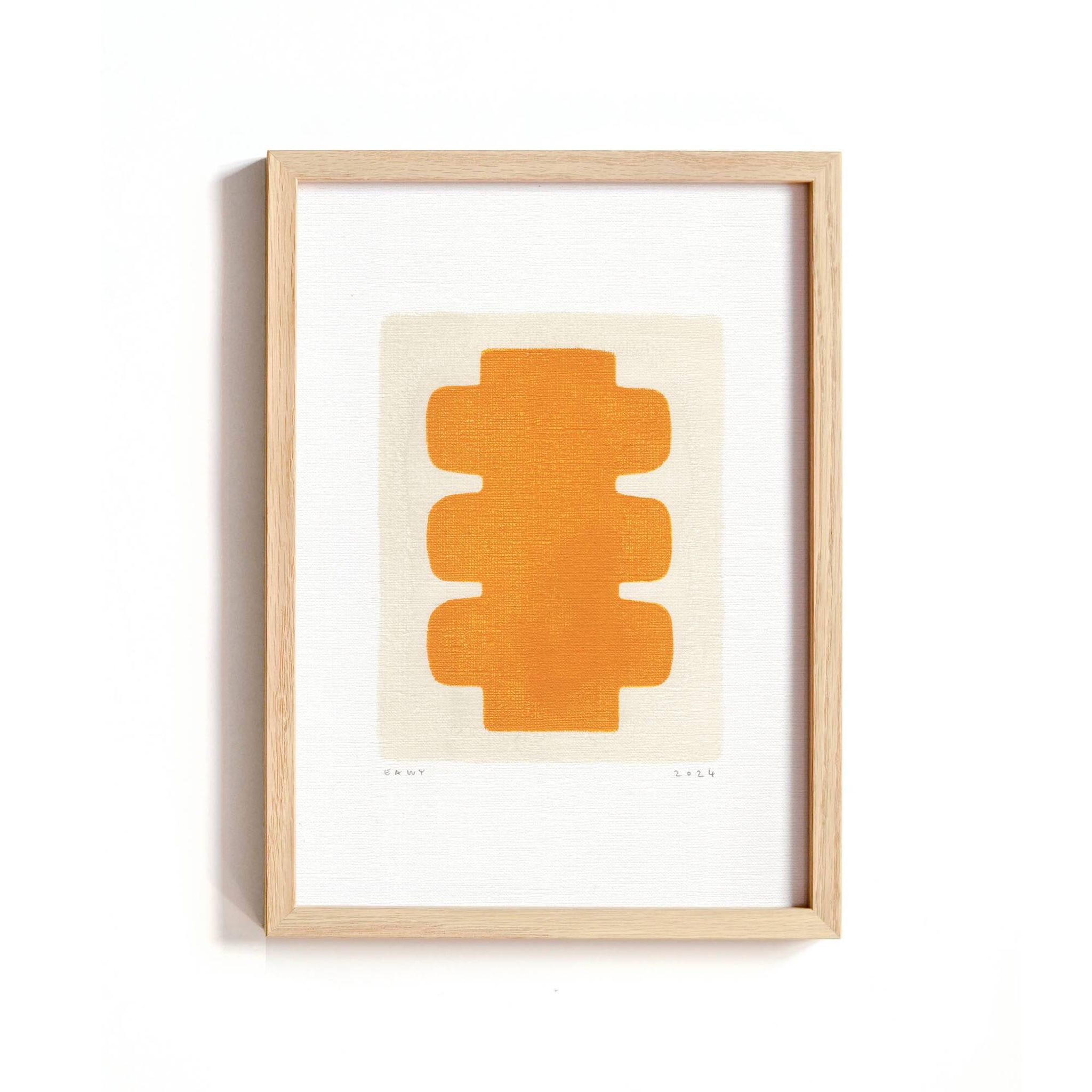 Peinture sur papier "NUX" jaune safran signée Eawy
