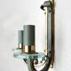 Pair of art deco lacquered metal, brass and glass wall lights