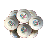 Set de 8 assiettes creuses anciennes en faïence Manufacture d’Onnaing