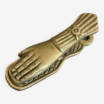 Brass mail or note clip in the shape of a victorian hand