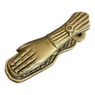 Brass mail or note clip in the shape of a victorian hand