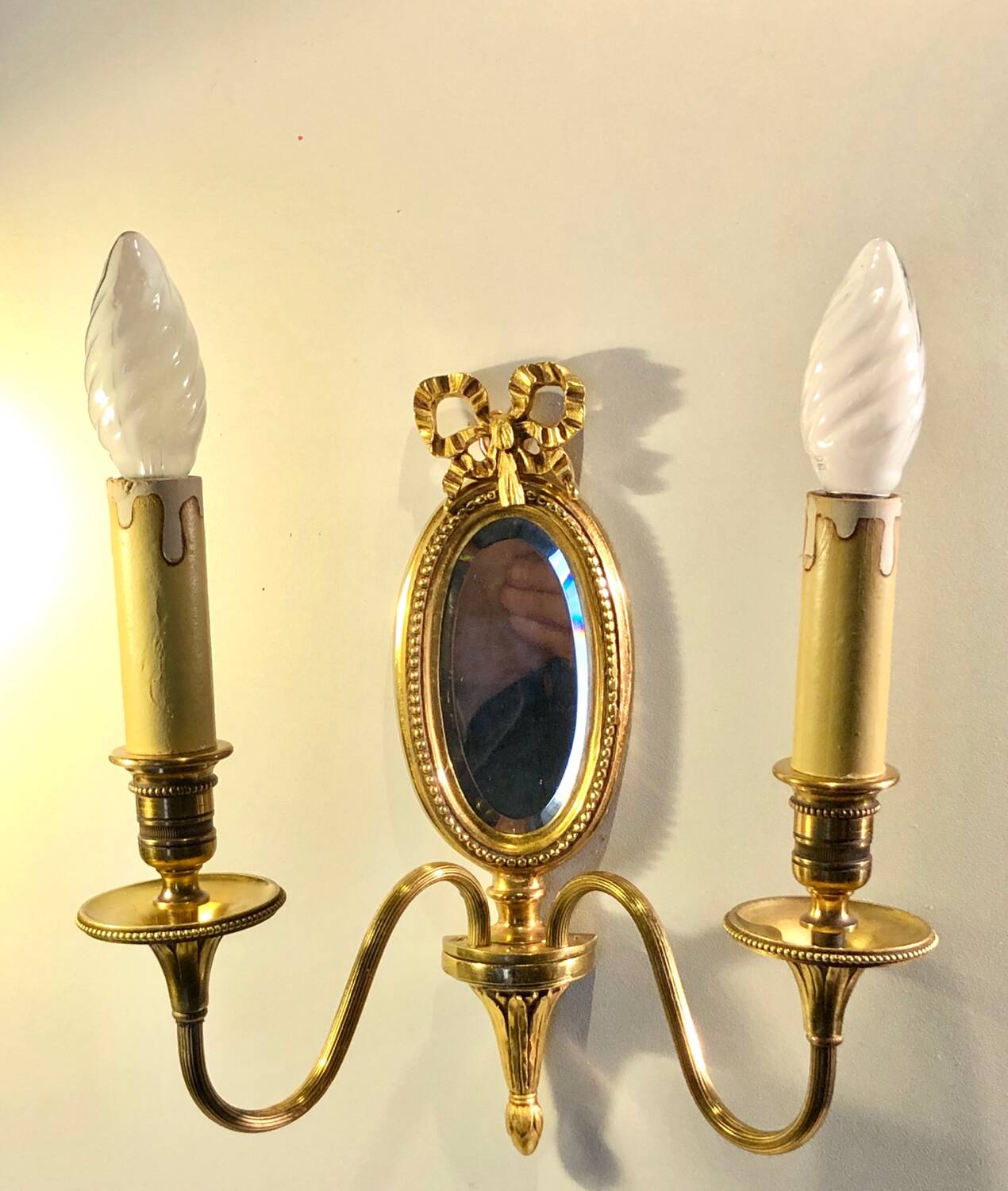 Louis XVI Wall Lamp Lucien Gau Mirror
