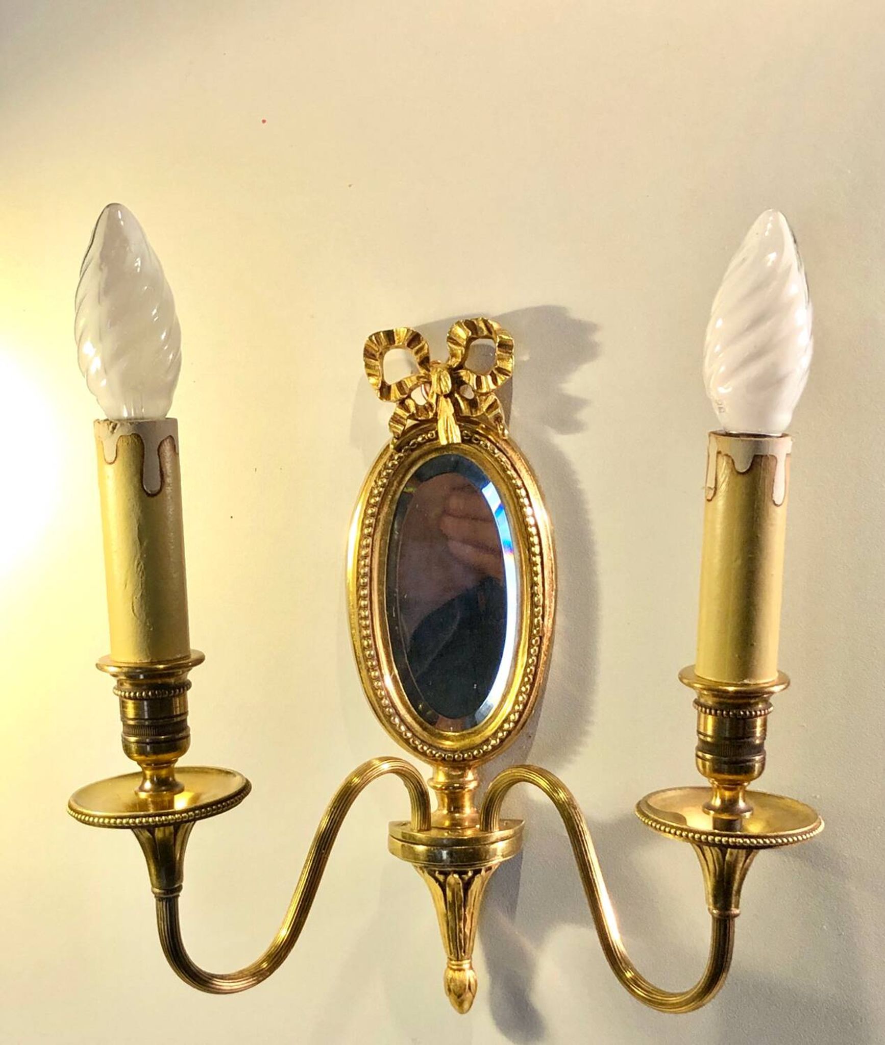 Louis XVI Wall Lamp Lucien Gau Mirror