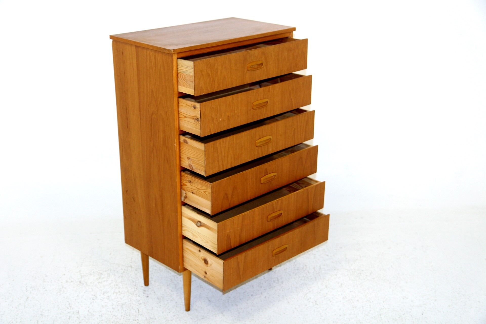 Tallboy teak chest of drawers, sweden, 1950