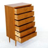 Tallboy teak chest of drawers, sweden, 1950