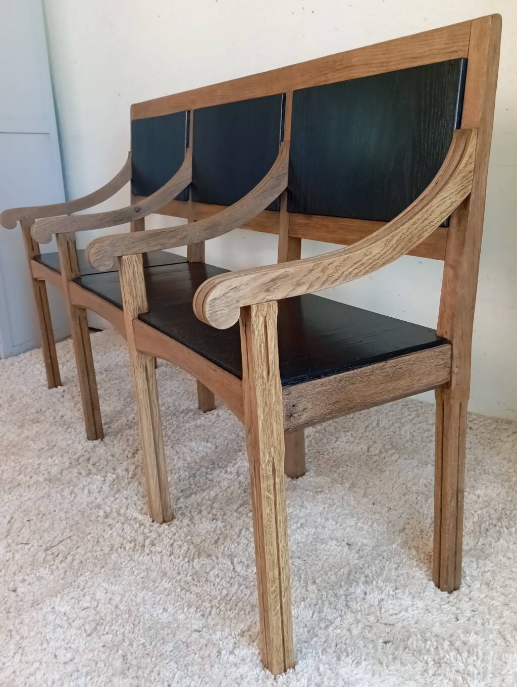 Early 20th-century solid oak bench