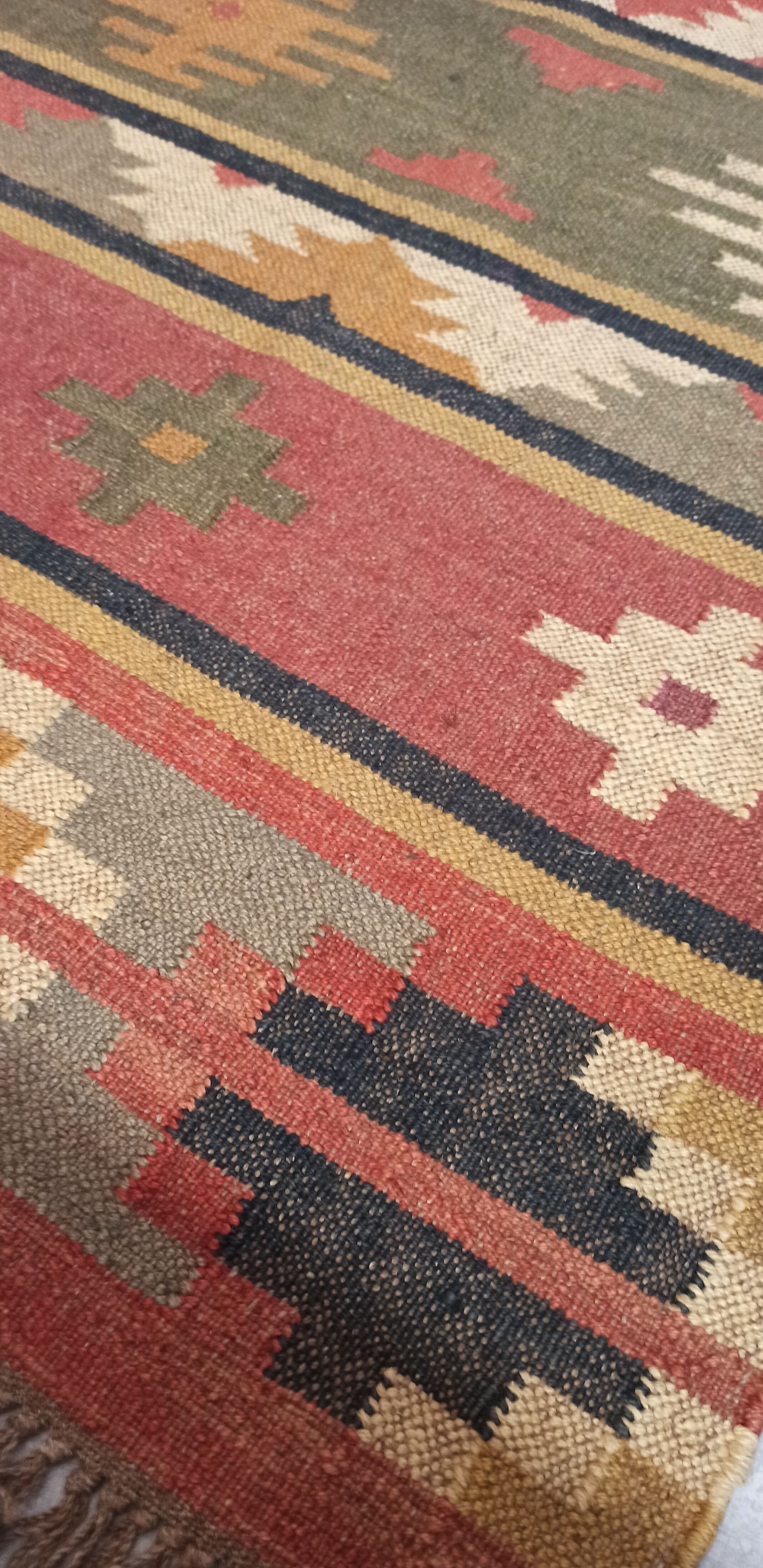 Kilim cotton and burlap carpet - 90cm x 160cm