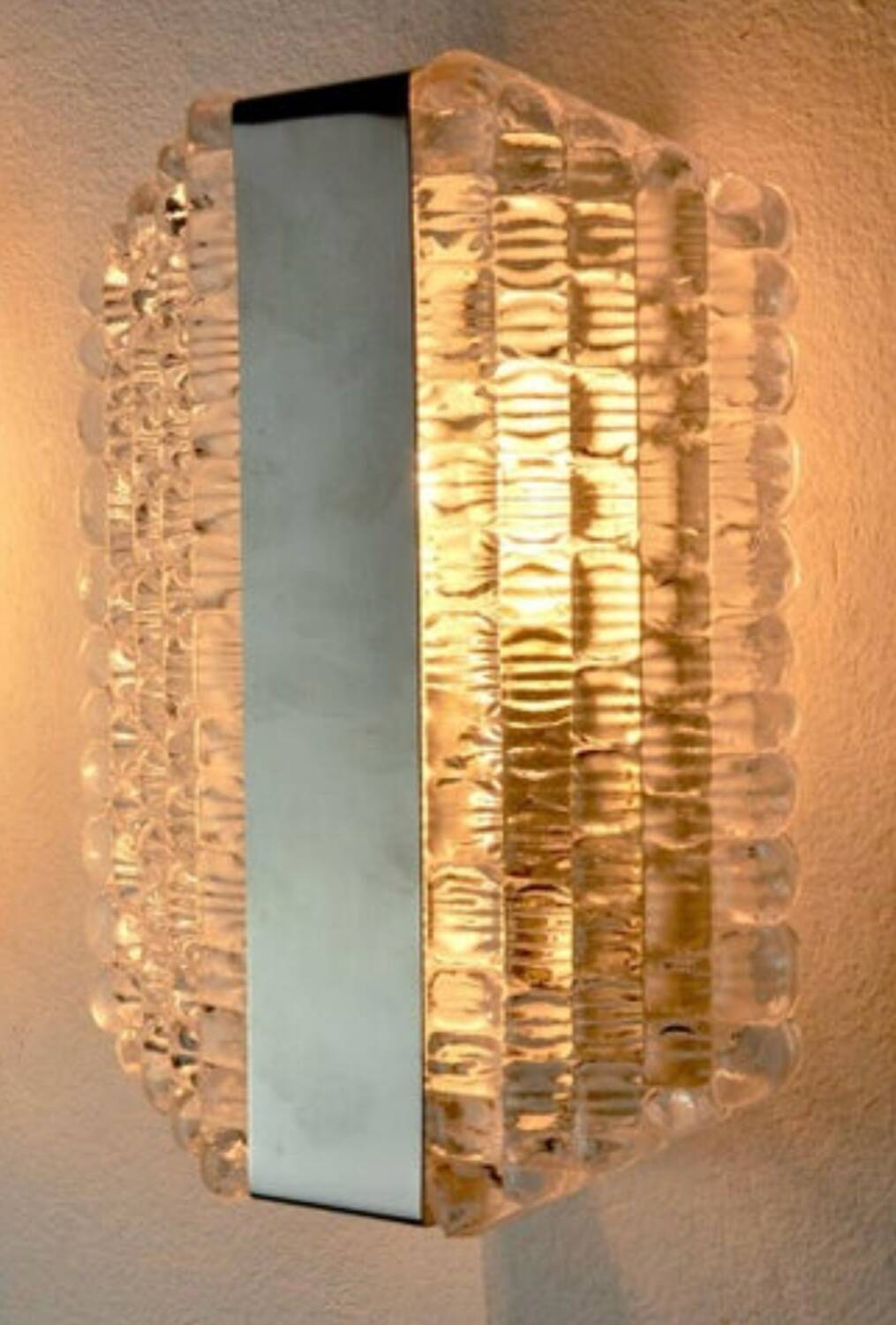 Kaiser Leuchten wall lamp ice glass 1970
