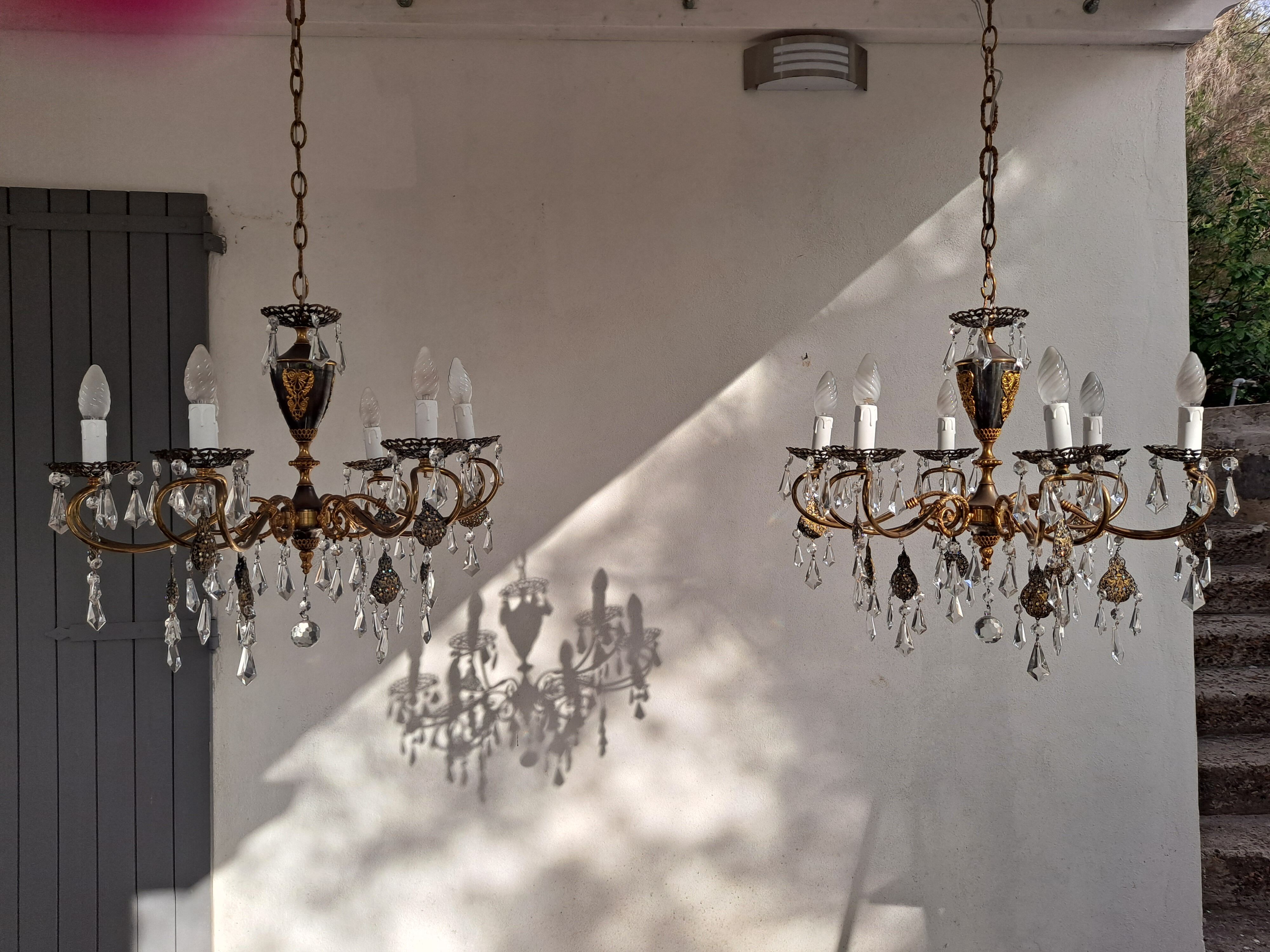 Pair of vintage italian chandeliers