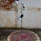 Floor lamp in metal chrome with 3 spotlights, 70s