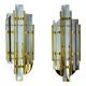Pair of Venini wall lights, triedri glass, murano, Italy 1970