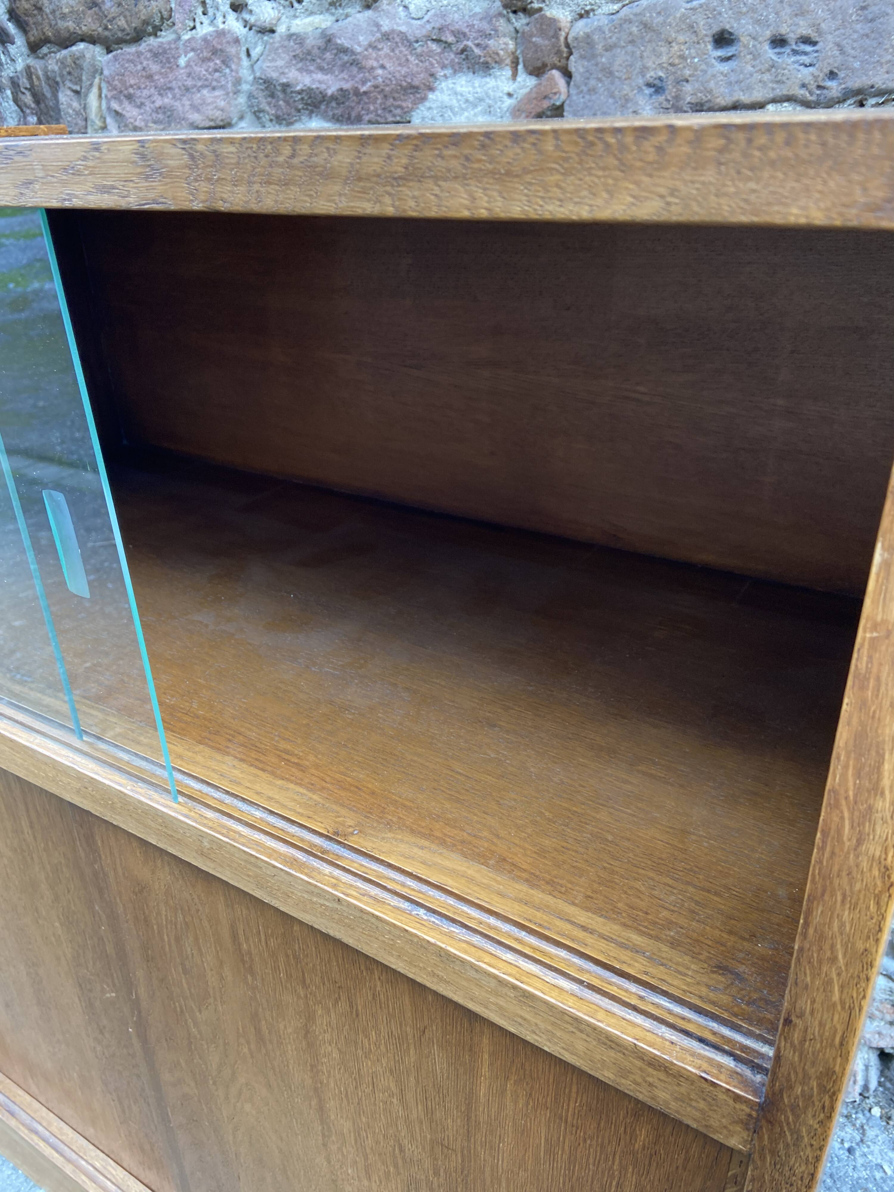 Oak Library 1960-70s French Design shop window industrial Art Deco