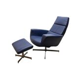 Leather arm chair with footstool