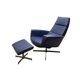 Leather arm chair with footstool