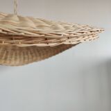 Rattan suspension or shade in the shape of a braided undulating circular tray d:80