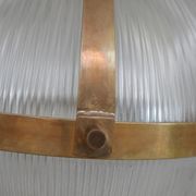 Suspension en laiton et en verre de style holophane du milieu du siècle
