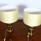 Pair of Luxus Uno & Osten gold lamps with silk shades.