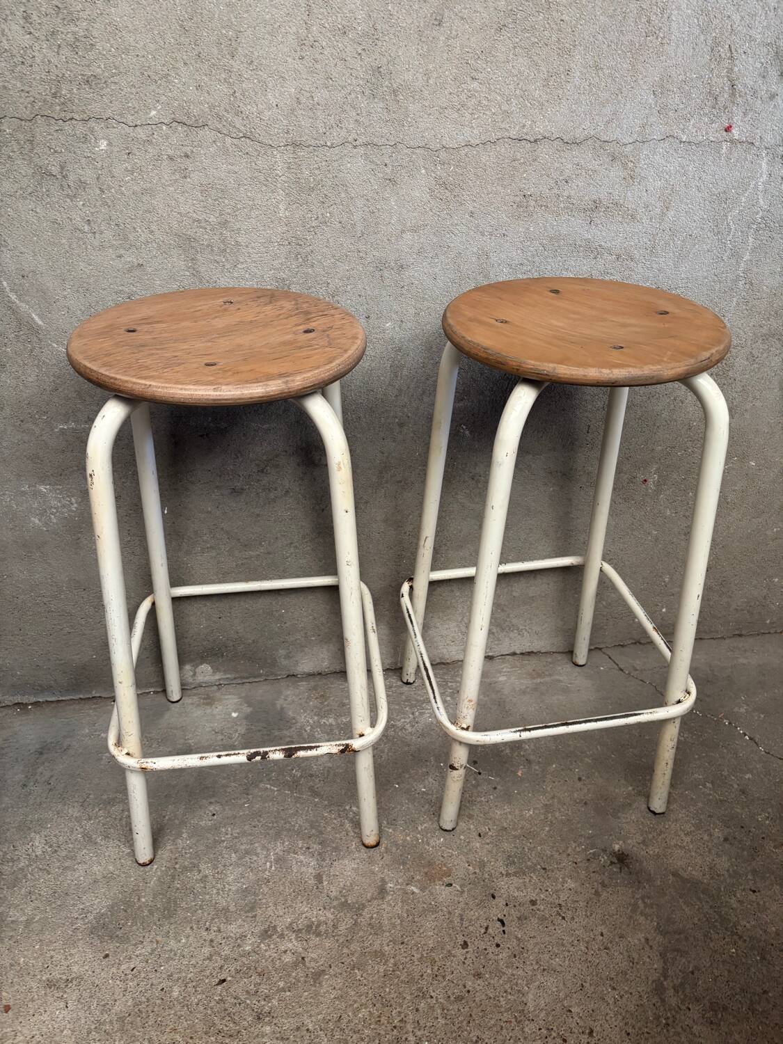 Pair of workshop, bar or industrial stools