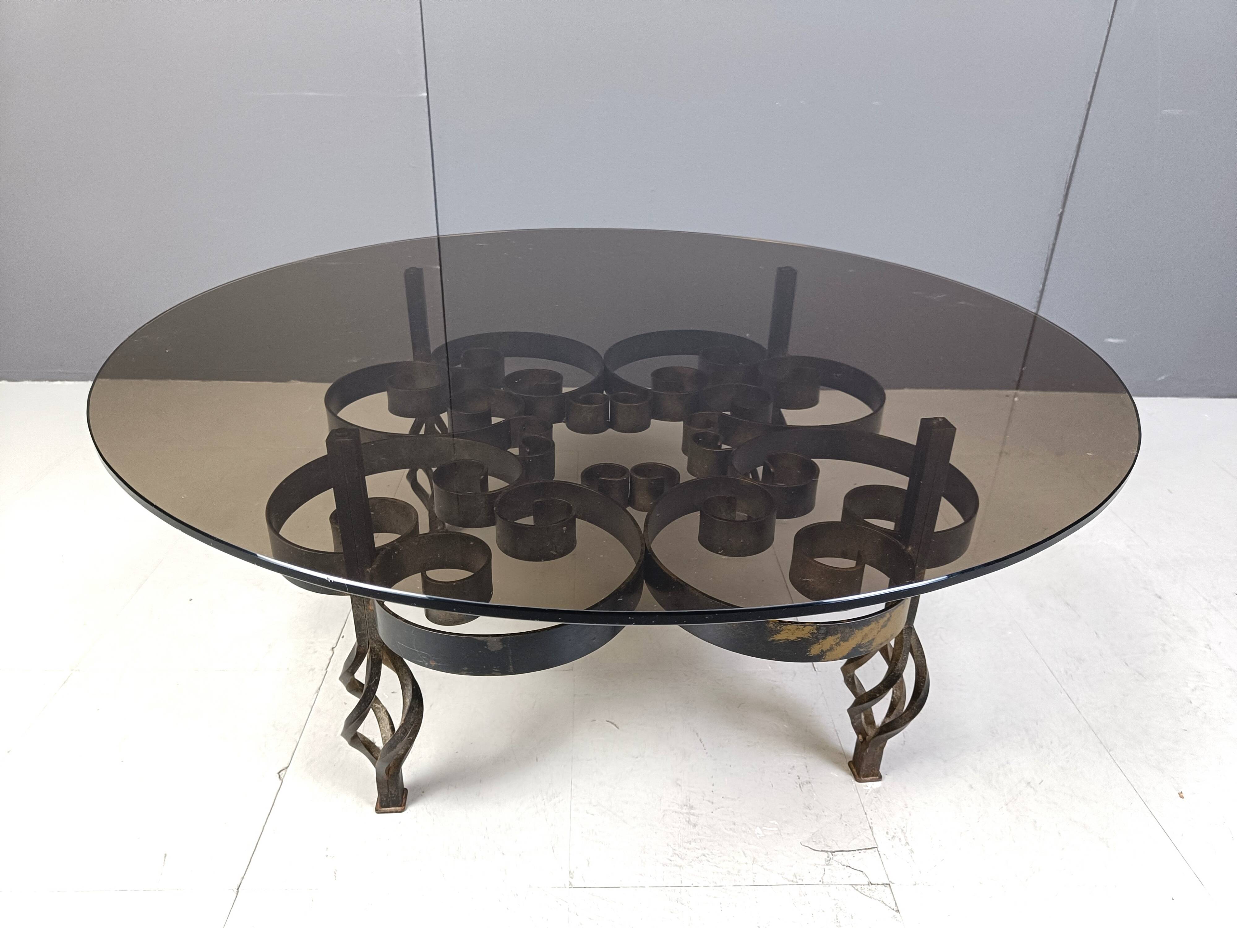 Brutalist Wrought iron coffee table 1970s