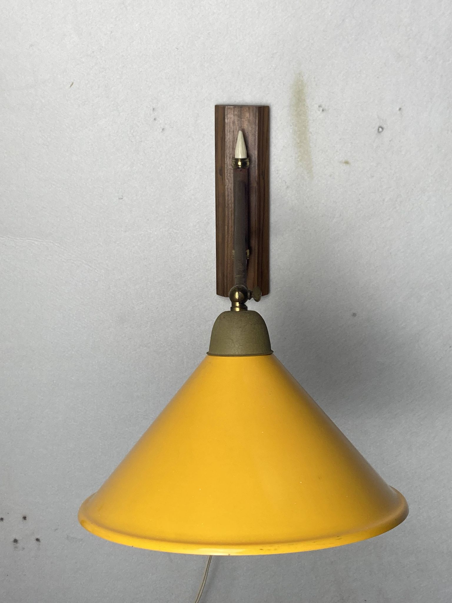 teak and metal midcentury swing arm wall lamp, Dutch 1960s