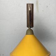 teak and metal midcentury swing arm wall lamp, Dutch 1960s