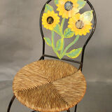 Set of 3 sunflower decorated bar stools
