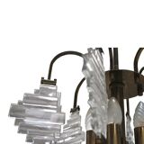 Ceiling lamp in brass and glass in the style of Angelo Brotto, 1950s.