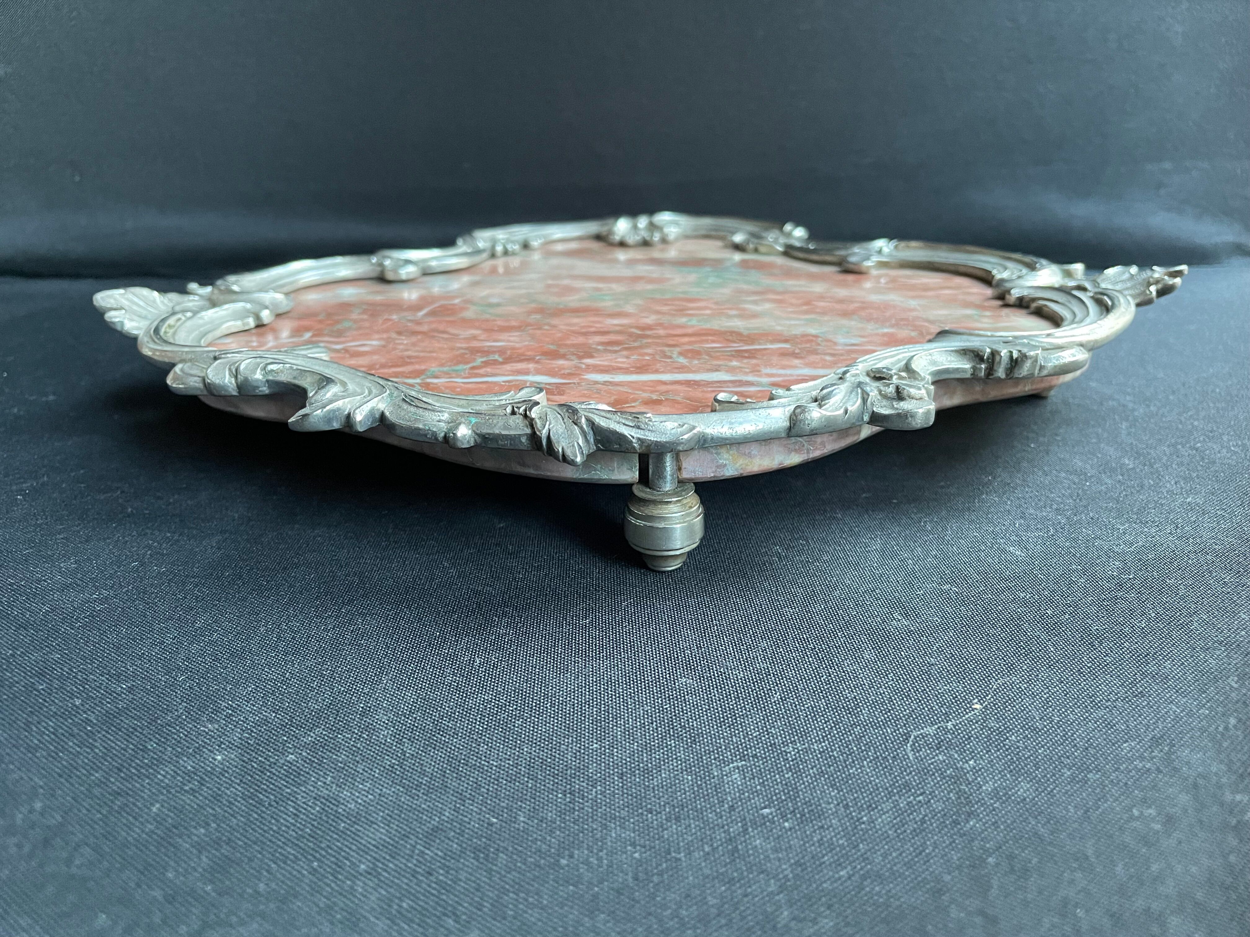 Base or support in marble and bronze silvered Louis XV-Rocaille style