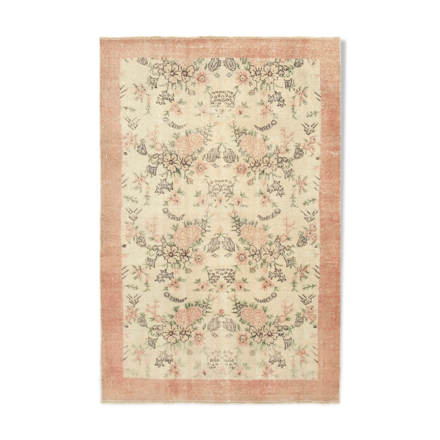 Hand-Knotted Decorative Turkish Beige Carpet 157 cm x 235 cm - 38986