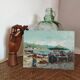 At the market by the port. Small painting signed Guglielmo Curti.