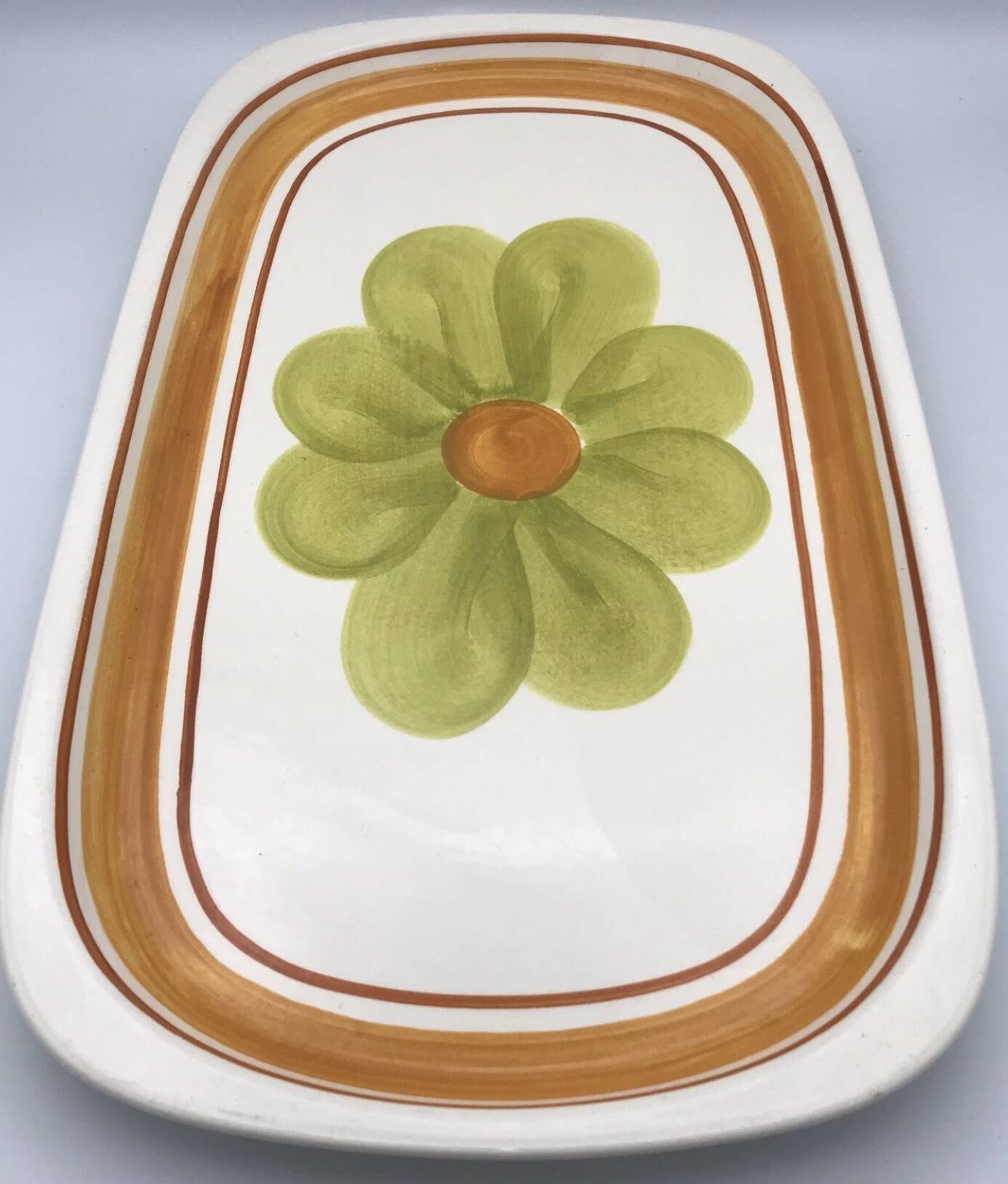 Vintage rectangular earthenware dish, Monaco model by SALINS