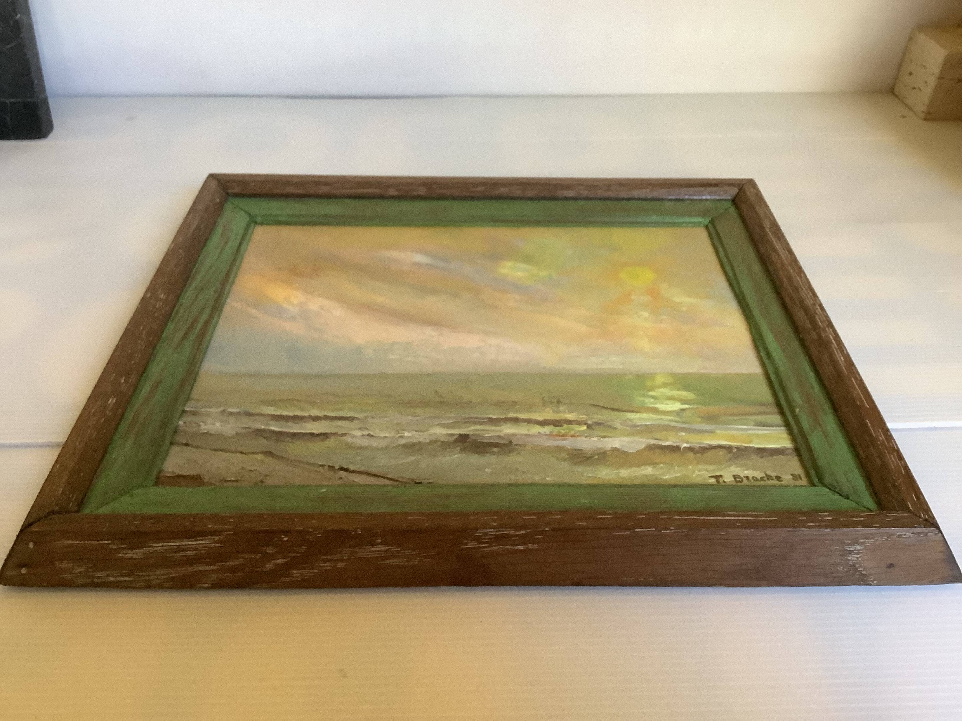 Signed marine painting on hardboard