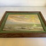 Signed marine painting on hardboard