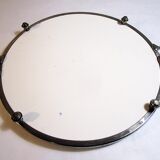 Round tray in earthenware and metal with handles