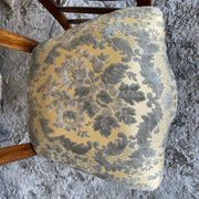 Pair of Antique Louis Philippe Chairs Wood + Fabric Seat 19th Century Vintage