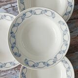 Set of 4 flowered earthenware soup plates