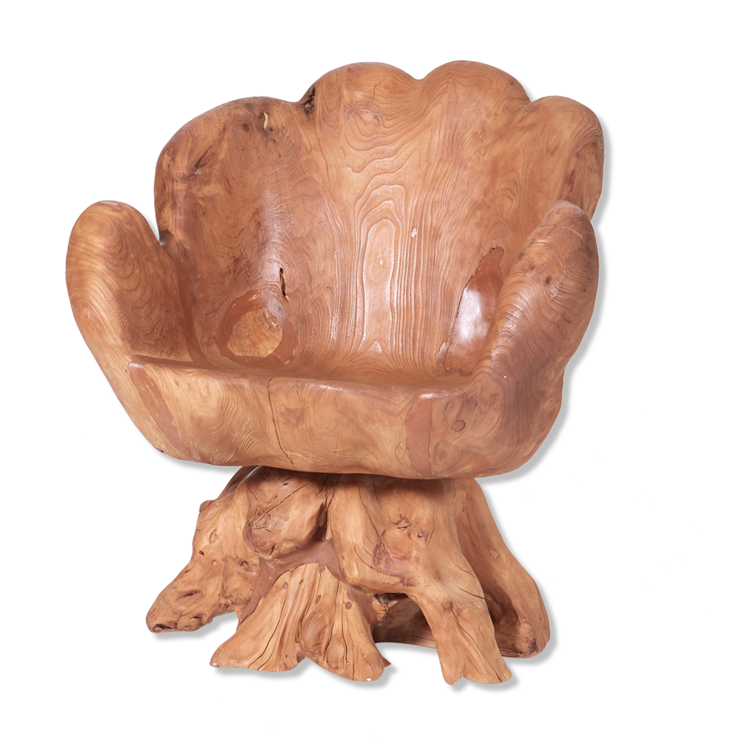 Olive root armchair brutalist design