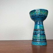 Rimini Blue Candle Holder in Mid-Century Ceramic by Aldo Londi for Bitossi, Italy, 1960s
