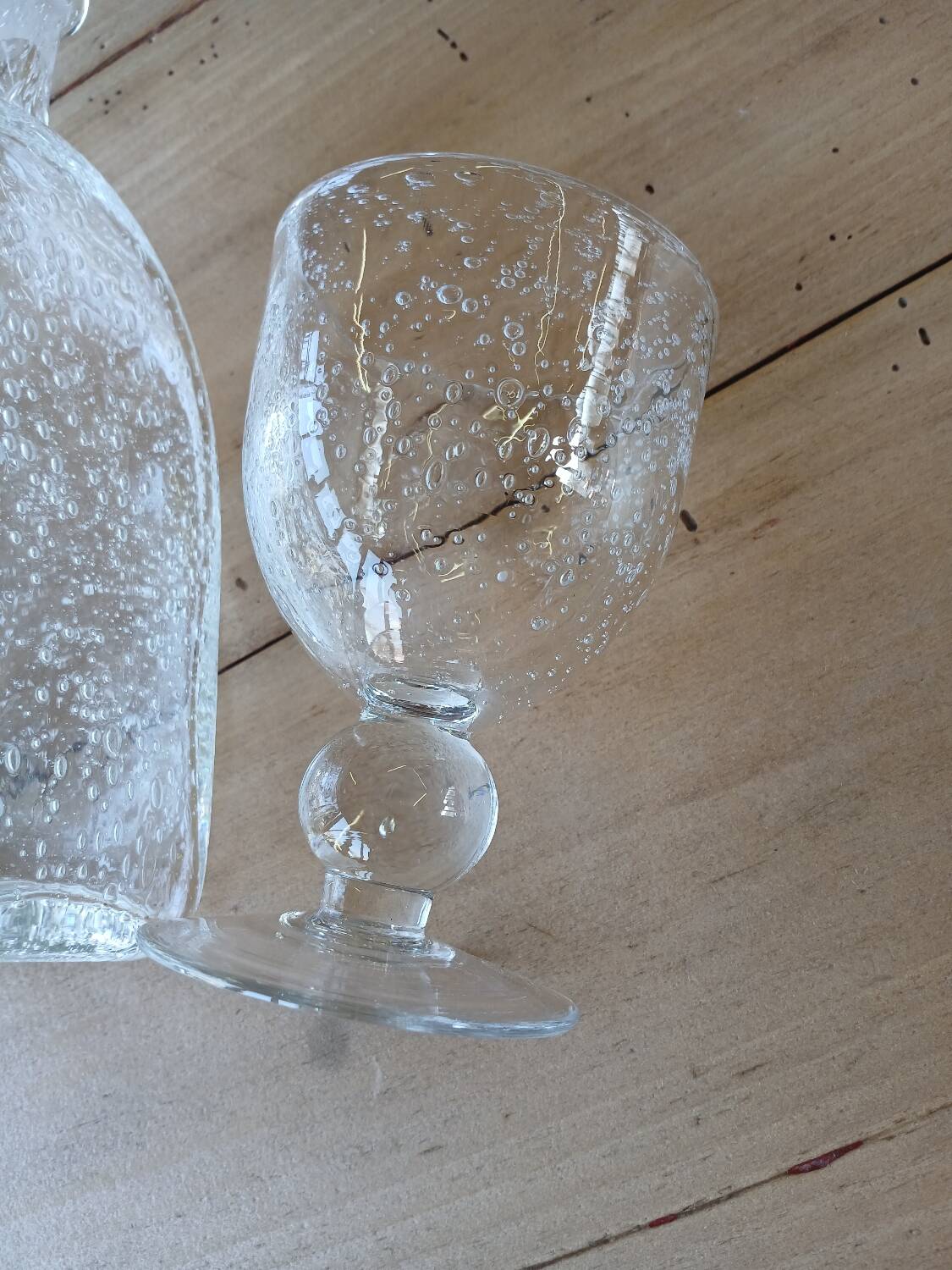 Antique blown amber bubble glass jar