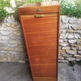 Wooden curtain filing cabinet, good general condition some traces of wear.