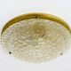Large Hillebrand ceiling light in textured bubble glass and brass, Germany, 1970s.