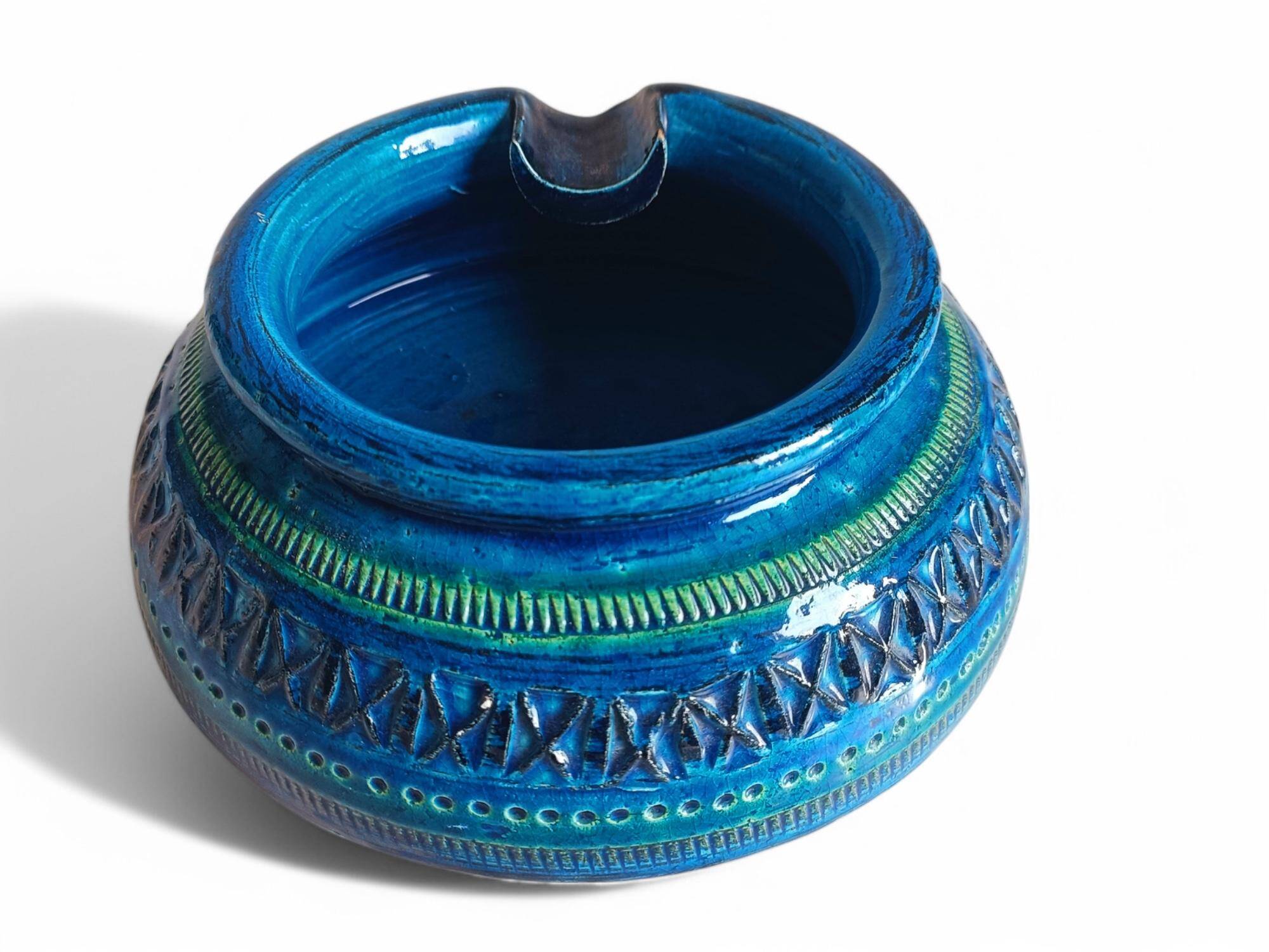Bitossi Large Ashtray by Aldo Londi, Rimini Blu Ceramic, Italy, 1960s
