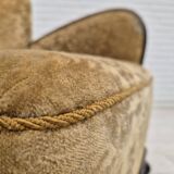 1950s, Danish vintage relax armchair, furniture velour, ash wood.