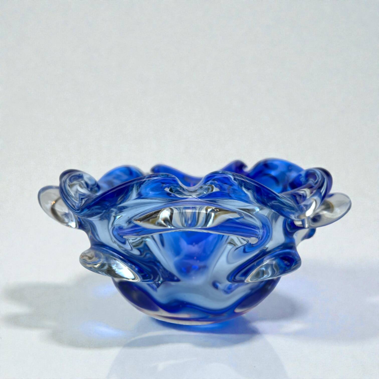 Large blue glass catchall - Murano Venice 1960