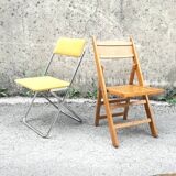 Yellow velvet folding chair
