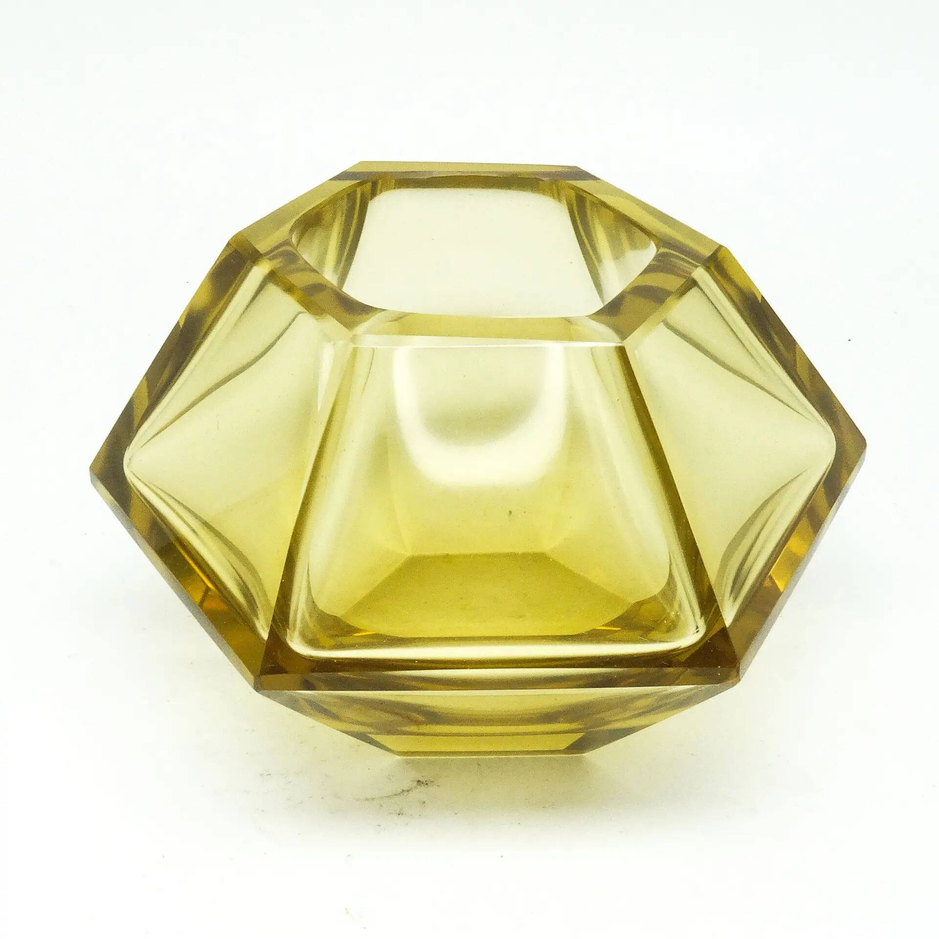 Art Deco vase, citrine crystal, designed by R. Hlousek, Moser, Czechoslovakia, 1930s