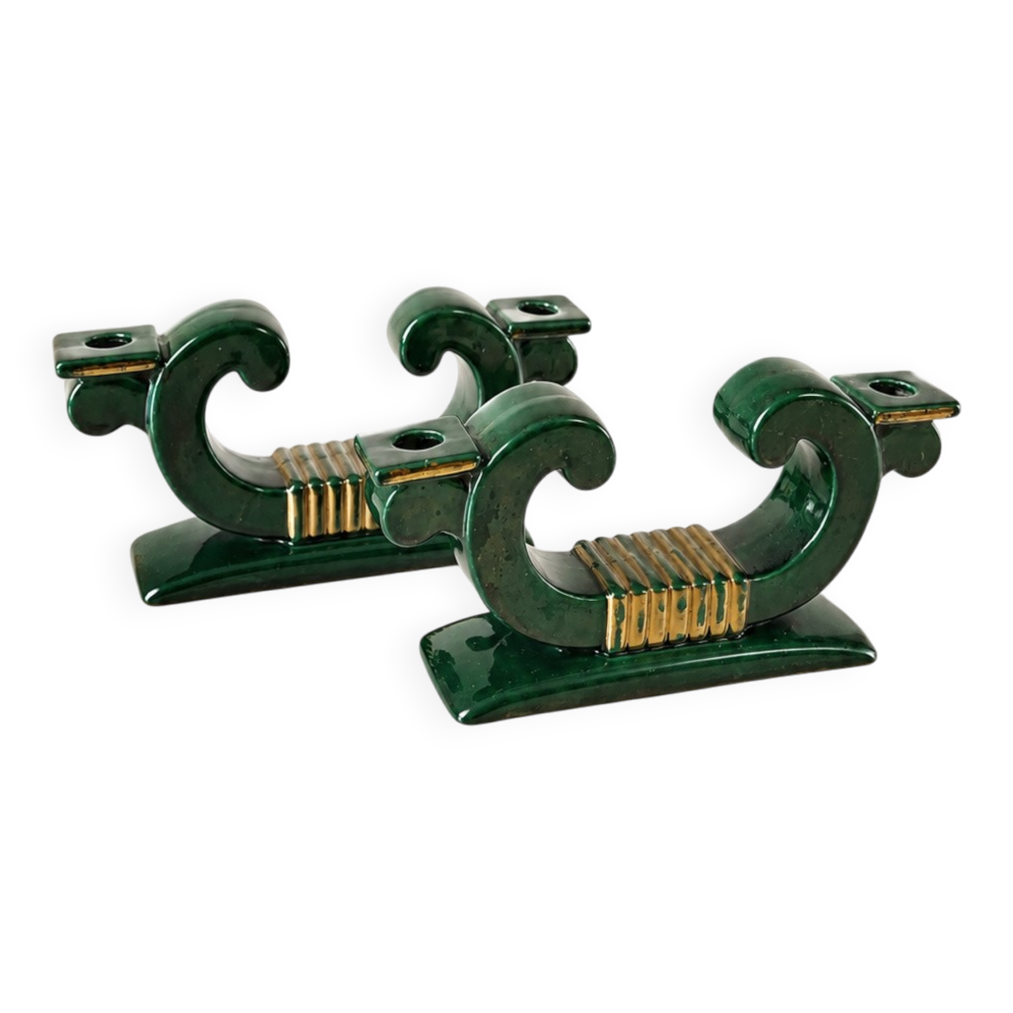 Set of 2 Saint-Clément candle holders – Art ceramic