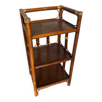 Vintage 1960s Rattan Shelf Unit with 3 Shelves #D622
